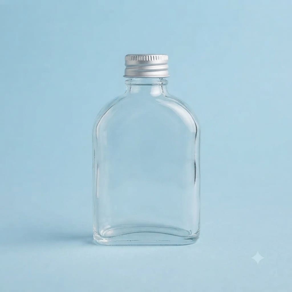 Botol Kaca Gepeng 100 ml / Flask Bottle | Kemasan Estetik Cairan Kosmetik