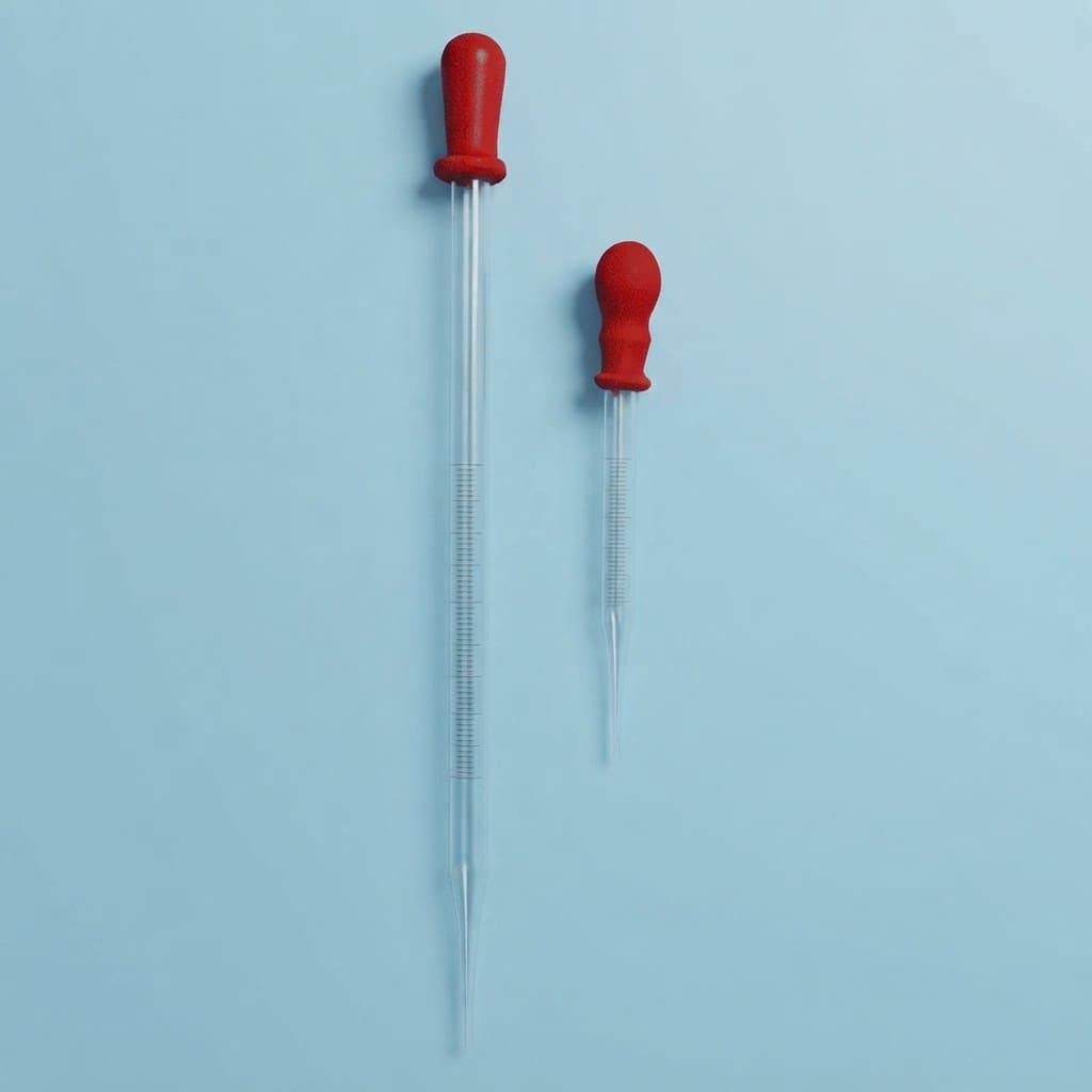 Pipet Tetes Kaca Panjang dan Pendek Pipette Dropper Karet Merah | Alat Transfer Cairan Lab
