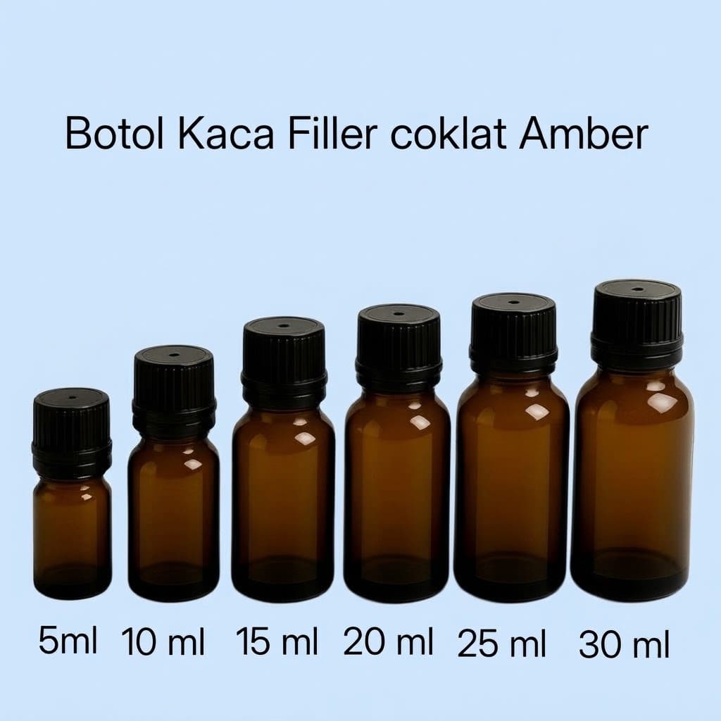 Botol Kaca Filler Coklat / Amber | Kemasan Kosmetik dan Serum