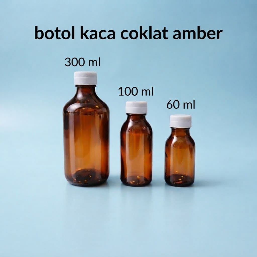 Botol Kaca Coklat Amber Tutup Durol / Botol Vial | Kemasan Kosmetik dan Lab