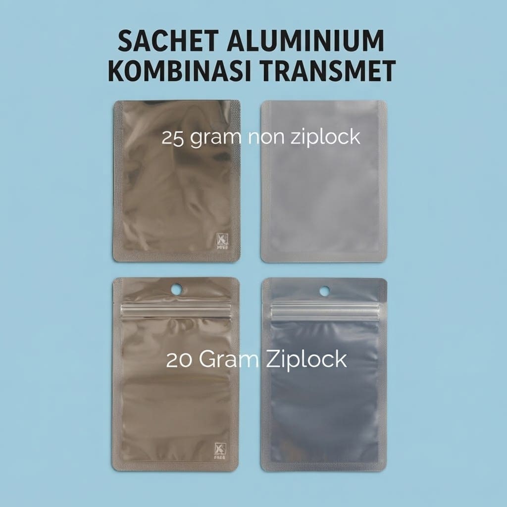 Sachet Aluminium Foil Kombinasi Tranzmet | Kemasan Sachet Saset Kosmetik Bubuk