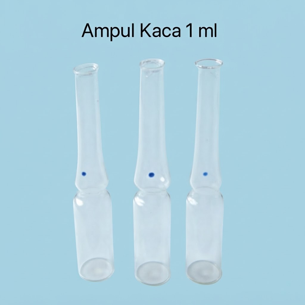 Botol Ampul Kaca 1 ml Bening / Glass Ampoule | Wadah Serum dan Kosmetik Steril