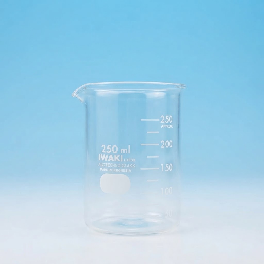 Beaker Glass 250 ml Iwaki / Gelas Kimia Gelas Piala Pyrex 250 ml Borosilikat Lab