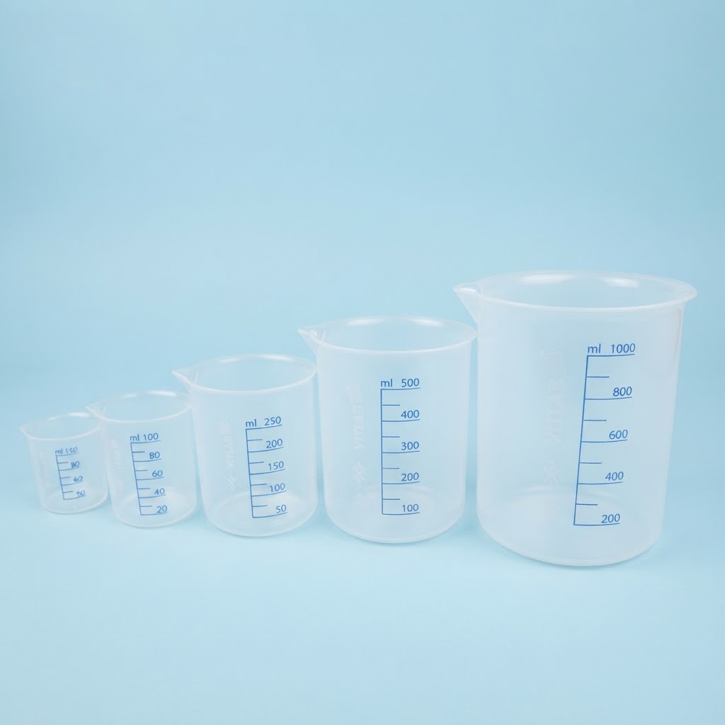 Beaker Plastik Vitlab / Gelas Piala Kimia Lab | Wadah Takar Formulasi Kosmetik