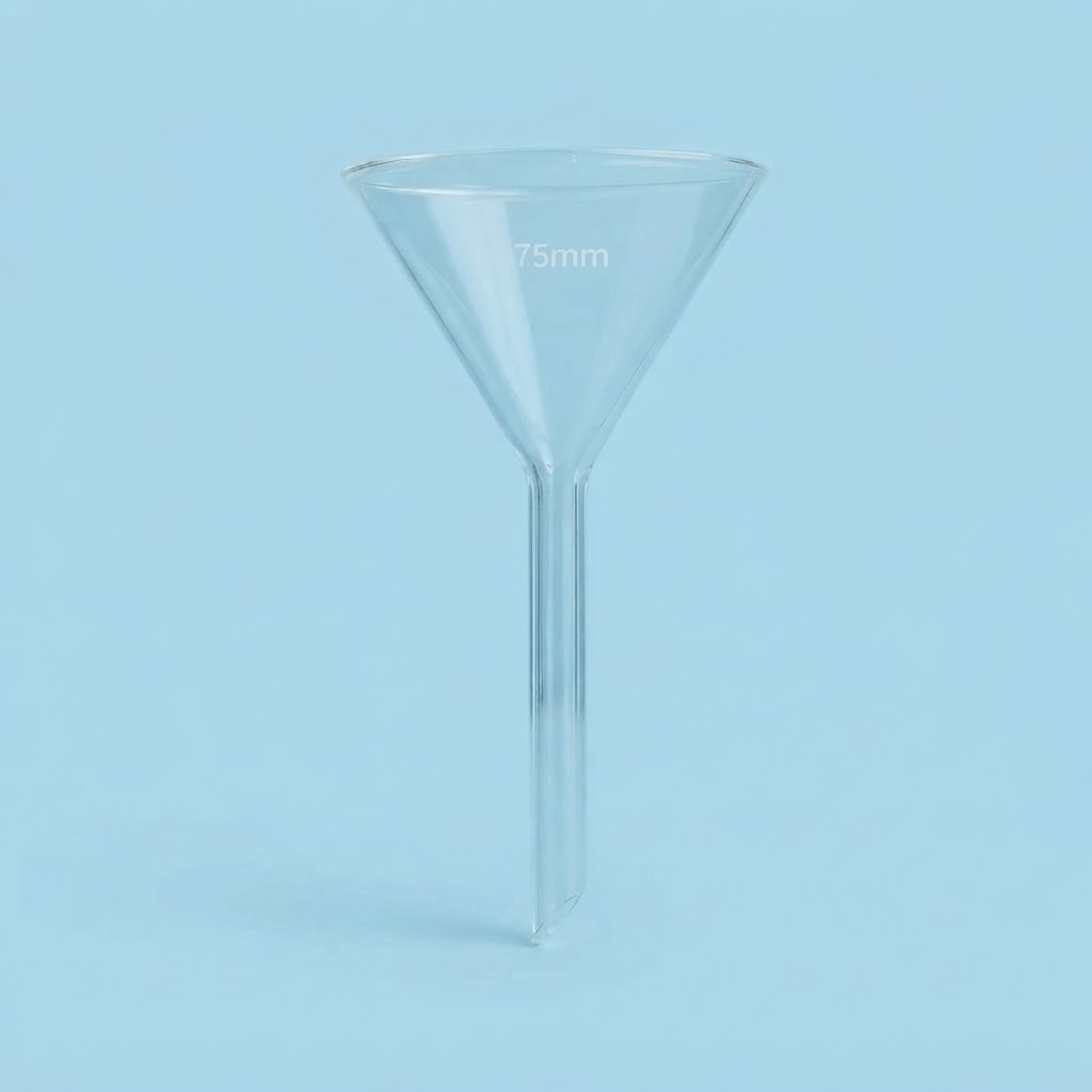 Corong Kaca 75 mm / Glass Funnel | Alat Bantu Tuang dan Saring Larutan Lab