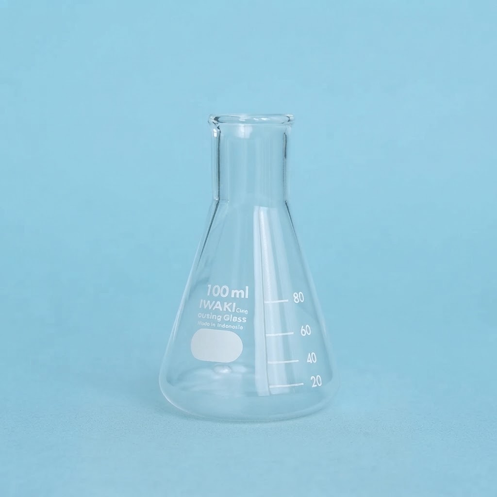 Erlenmeyer 100ml / Labu Erlenmeyer Kaca Borosilikat | Alat Ukur dan Campur Kimia Lab