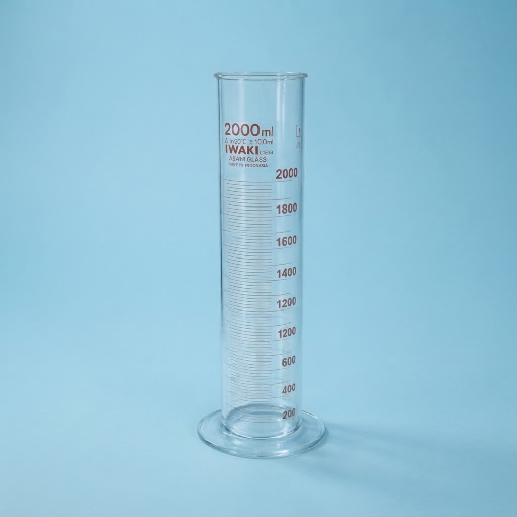 Gelas Ukur Skala Measuring Cylinder 2000 ml Iwaki Pyrex | Silinder Ukur Kaca Borosilikat