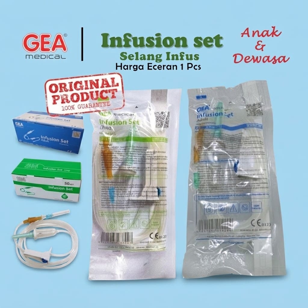 Infusion Set Gea / Selang Infus Dewasa & Anak Per PCS | Alat Bantu Medis