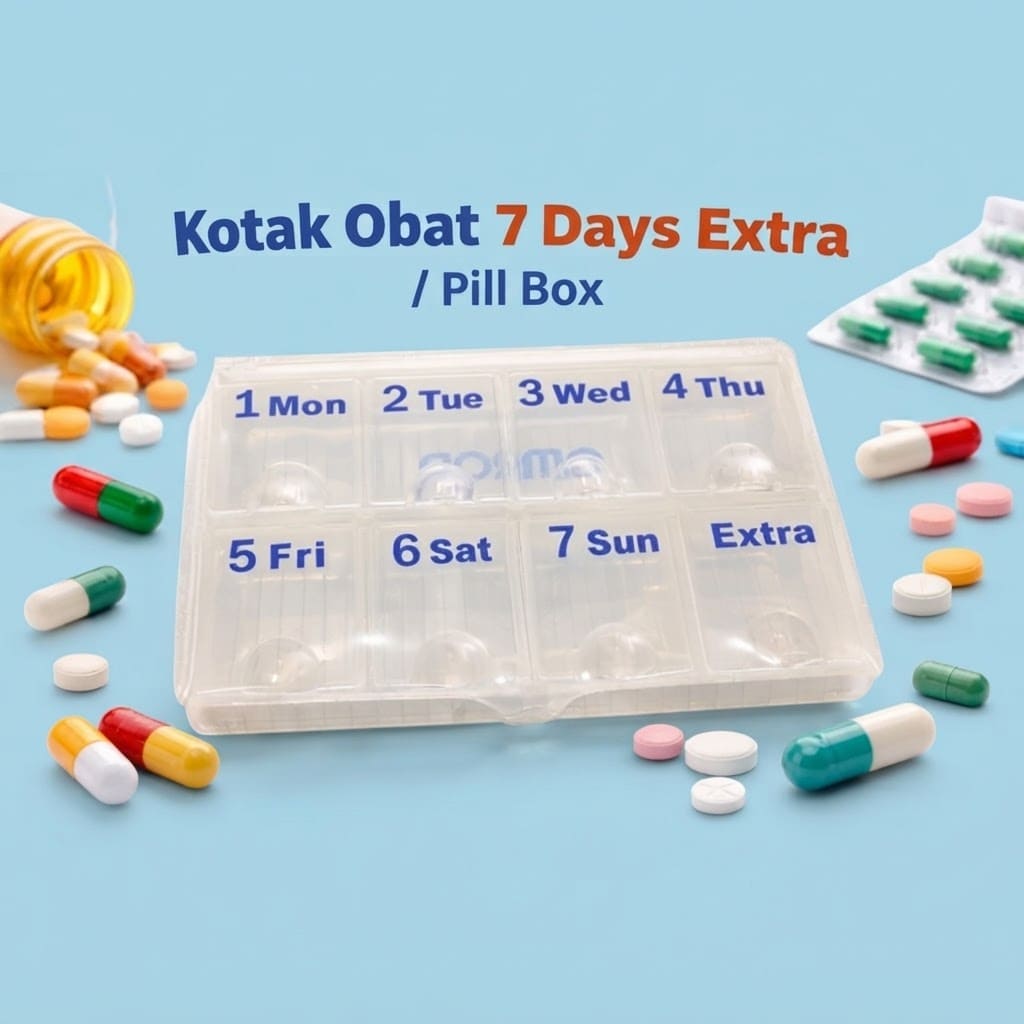 Kotak Obat Harian 7 Hari + Extra / Pill Box Organizer | Wadah Tablet Kapsul