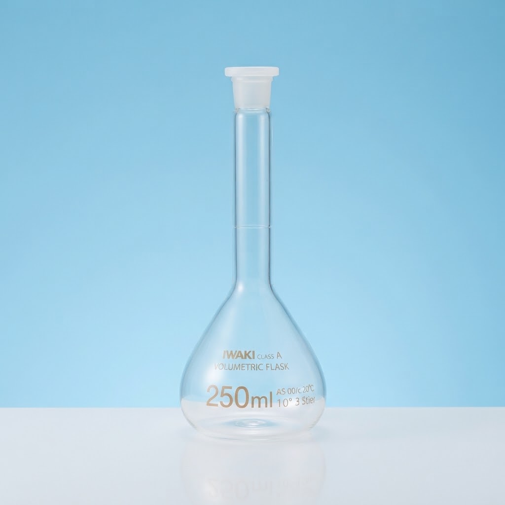Labu Ukur 250 ml Iwaki / Volumetric Flask Kelas A Kaca Lab